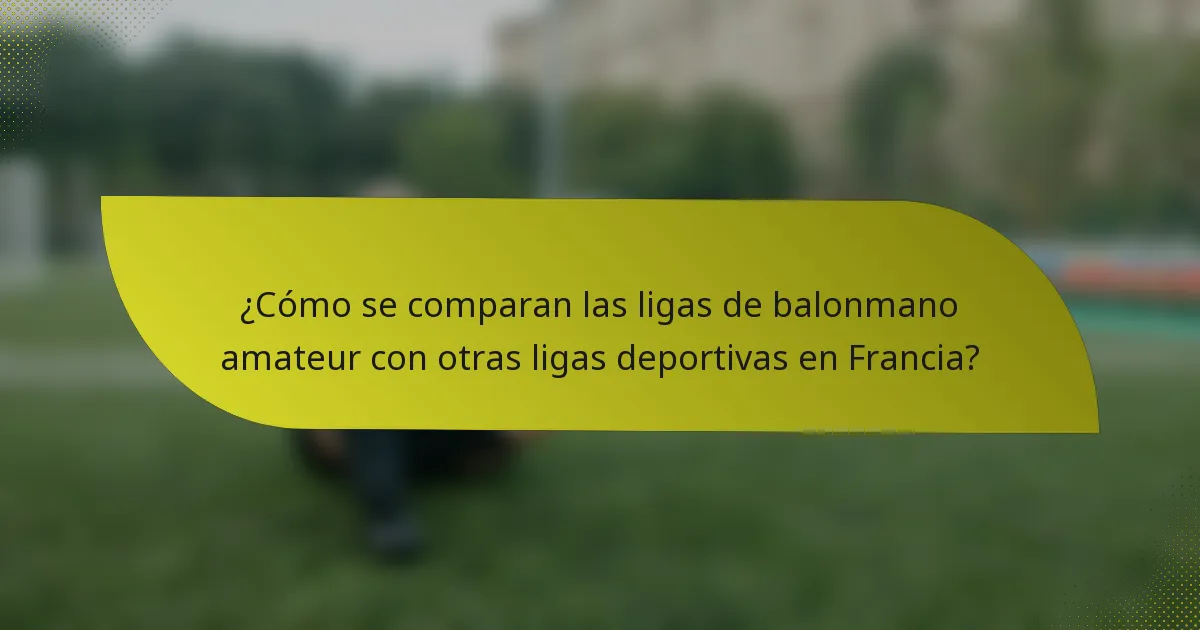 ¿Cómo se comparan las ligas de balonmano amateur con otras ligas deportivas en Francia?