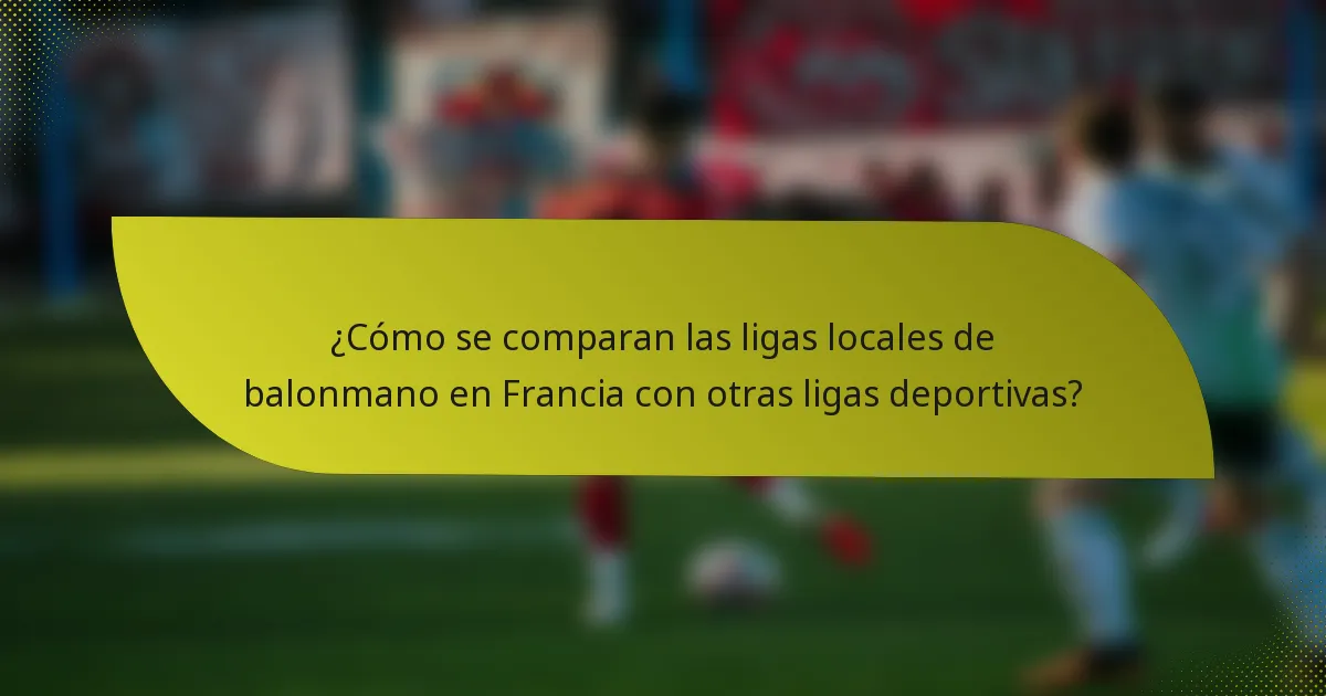 ¿Cómo se comparan las ligas locales de balonmano en Francia con otras ligas deportivas?