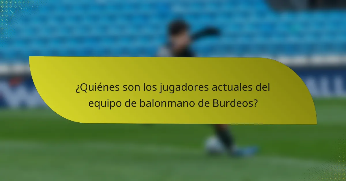 ¿Quiénes son los jugadores actuales del equipo de balonmano de Burdeos?